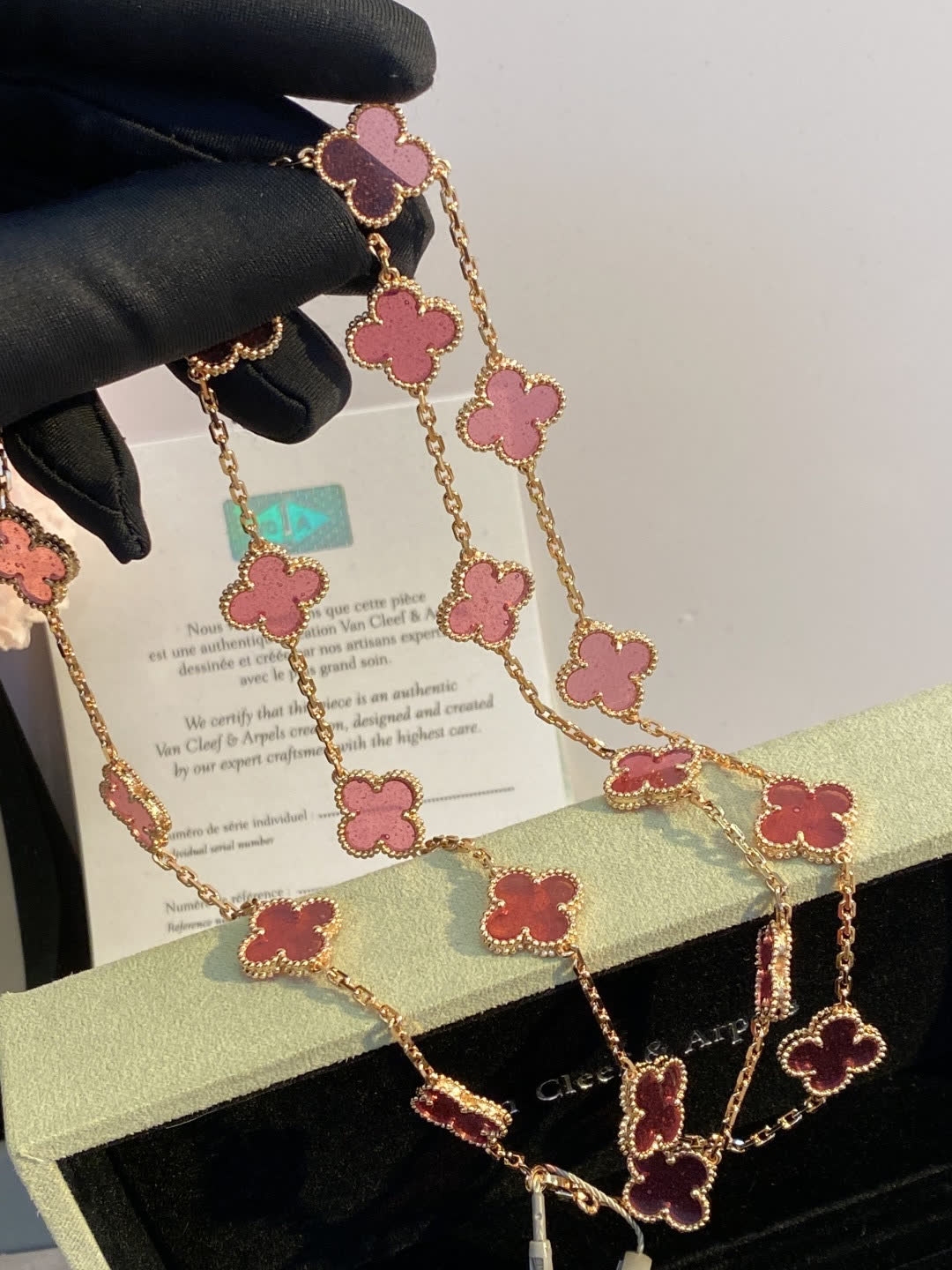 Van Cleef & Arpels Vintage Alhambra Pink Gold Necklace